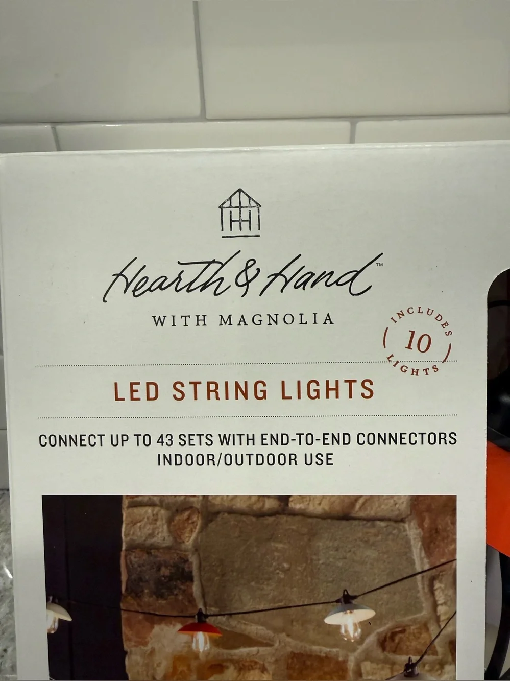 Hearth & Hand 10 ct. Indoor/Outdoors LED String Lights with Metal Shades NIB